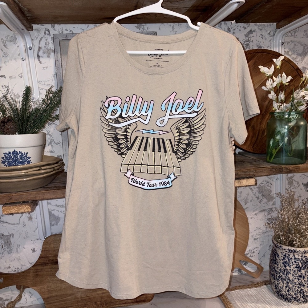 Billy Joel Women's M Rock Concert T Boho Retro Piano